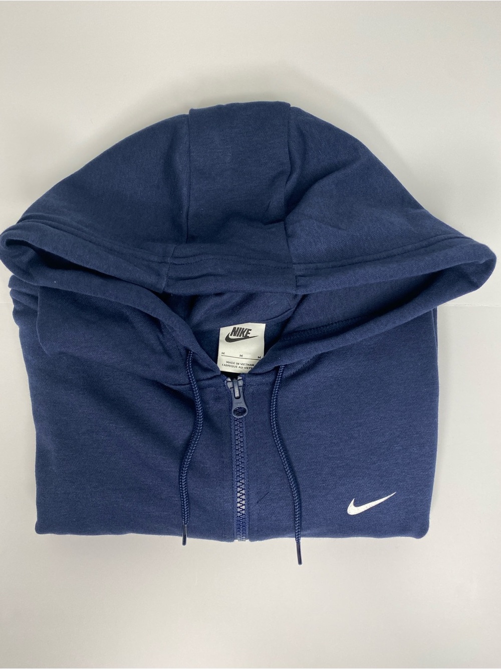 Nike Navy and White Zip-Up Hoodie